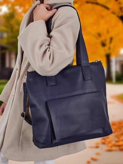 Large Women's Faux Leather Shopper Bag Moon Whisper