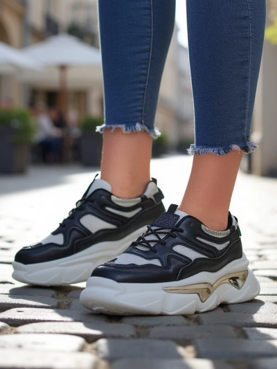 Royalfashion Women's sneakers on thicker sole Lesalli