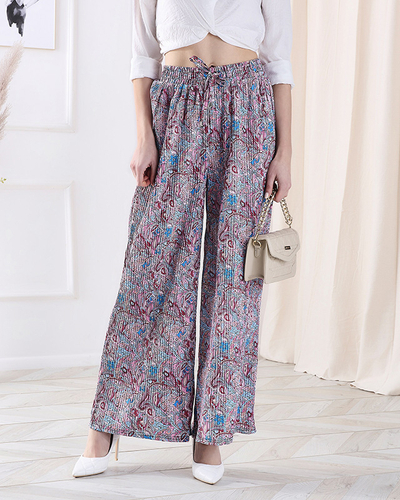 Mustrilised laia säärega püksid naistele, sinised- Rõivad
