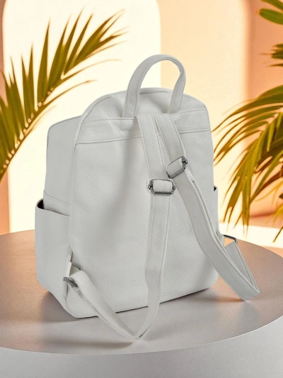 Плетеный Женский Рюкзак AURELIA Grande – Экокожа Белая Królewska Moda