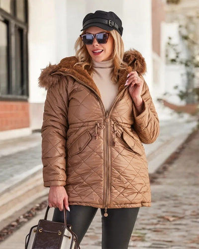 Royalfashion Naiste tikitud jakk pruun