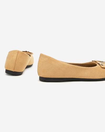 Women's beige ballerinas with an ornament on the toe Cavo - Footwear
