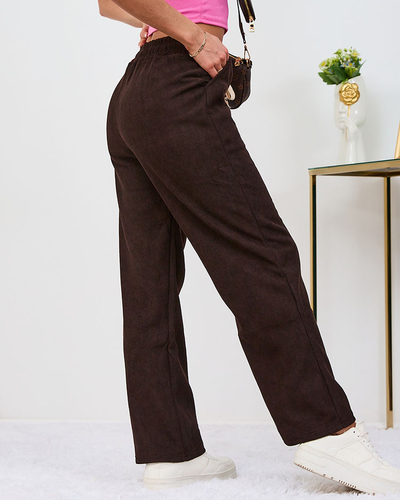Royalfashion Soojendatud tumepruunid naiste corduroy püksid