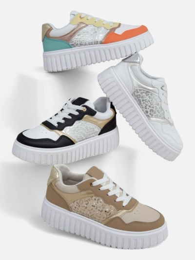 Женские кроссовки Royalfashion Callista платформа черные экокожа размер 40