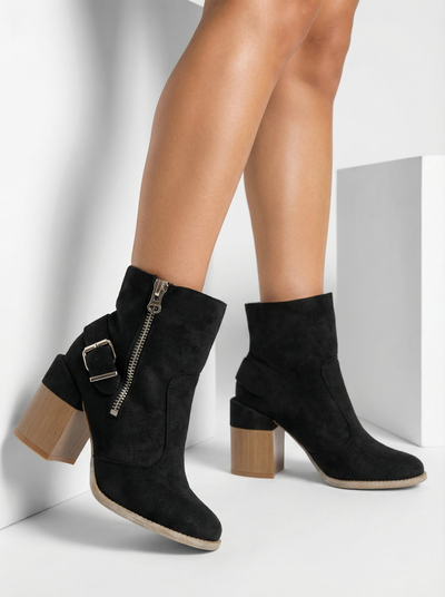 Royalfashion Mustad öko-suedist naiste kõrged stilettasaapad Acimra