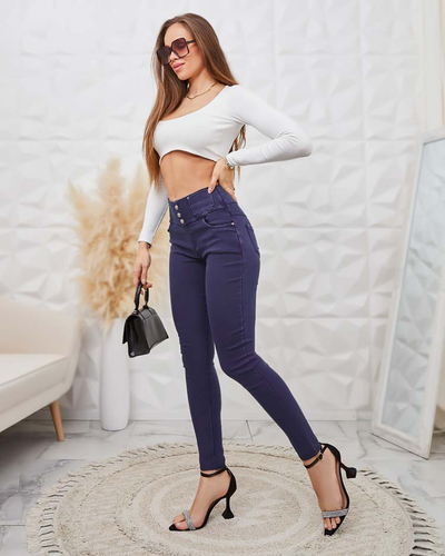 Royalfashion Naiste teggings püksid dekoratiivsete nööpidega