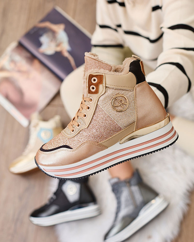 Royalfashion Naiste sportlikud kuldsed ja roosad glitteriga tossud Kawellas