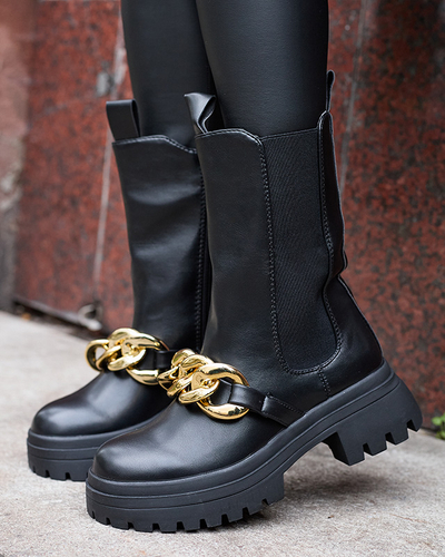 Women's boots with chain in black Evves- Footwear