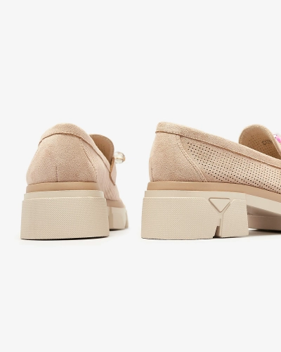 Women's light brown openwork moccasins Peloga- Footwear