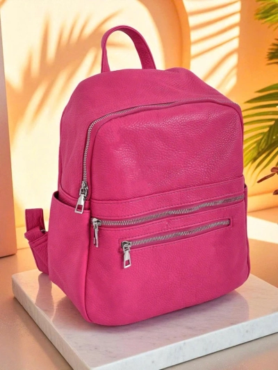 Calista Fuchsia RoyalModa women's backpack made of eco-leather, A4 size