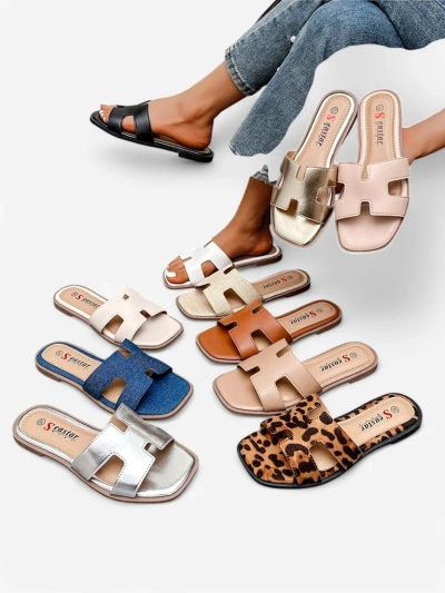 Royalfashion Women's flip-flops with flat sole Eval