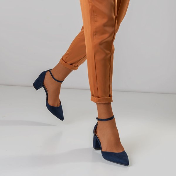 Navy blue women's sandals on the post by Rumil - Footwear