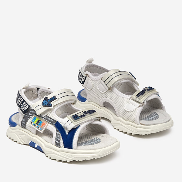 Laste valged ja tumesinised sandaalid, mis on kinnitatud Ceteris Velcro - Shoes