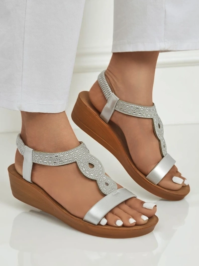 Royalfashion Women's Wedge Sandals with Cubic Zirconia Agaya