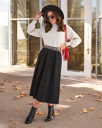 Royalfashion Kvinnors midi kjol a' la corduroy