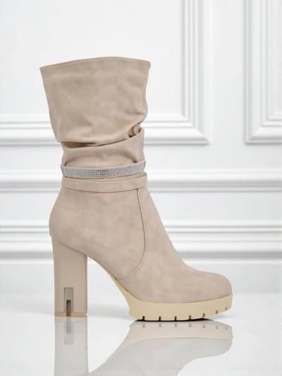 Matte Women's Ankle Boots with Block Heel Ashen Bloom