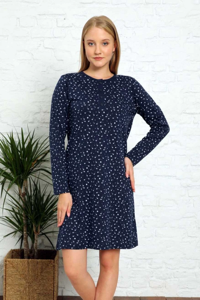 Royalfashion Хлопковая женская ночная рубашка со звездами