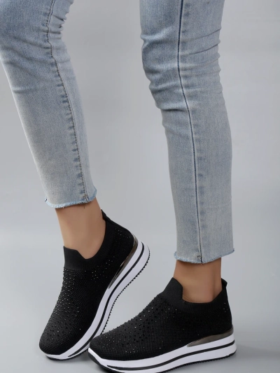 Royalfashion Women's sports slip-on shoes with rhinestones Ceromie