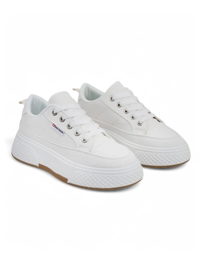 Calypso white fabric platform sneakers for women for spring and summer