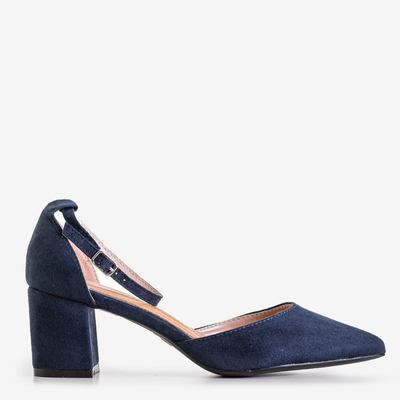 Темно-синие женские босоножки на каблуке Rumilа