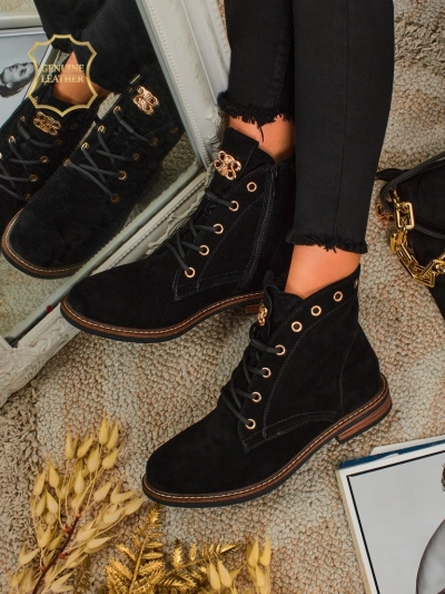 Ботинки женские Aurelia Romano из натуральной замши – коричневые, с мехом