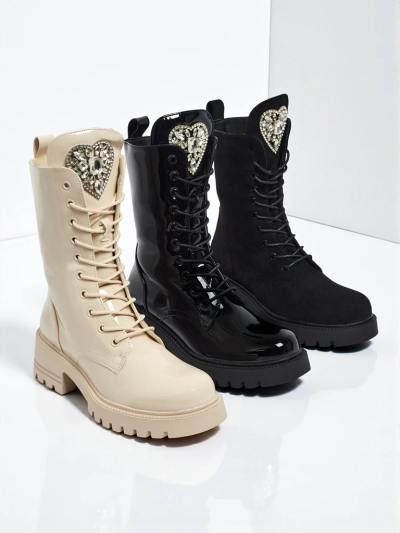 Emelune patent lace-up women's ankle boots