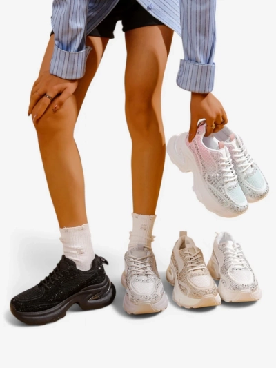 Женские спортивные кроссовки Royalfashion с камнями Bloss