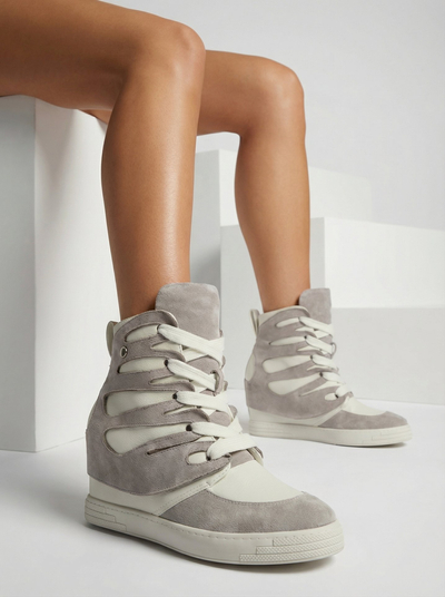 Royalfashion Grey women's sporty boots on a Pamstinsa heel