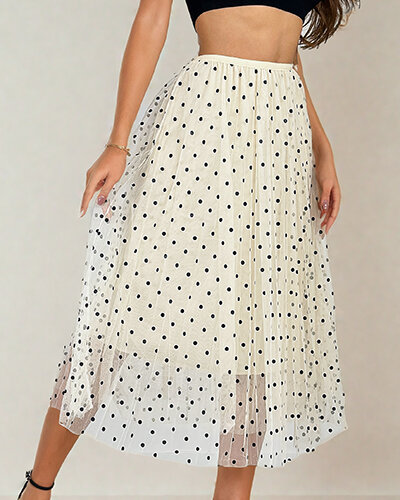 Royalfashion Naiste kahekihiline polka dot midi seelik