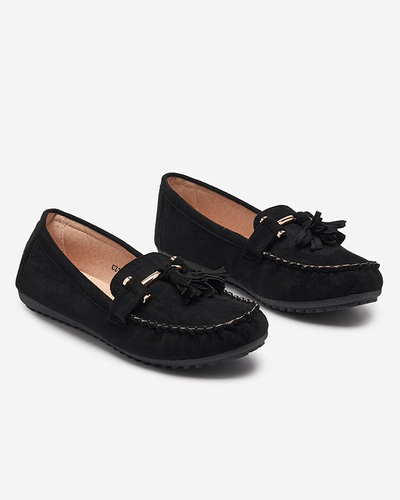 Women's black moccasins with fringes Amillad - Footwear