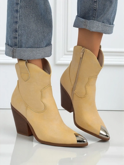 Women's Heeled Cowboy Boots with Decorative Toe Glacier Fang