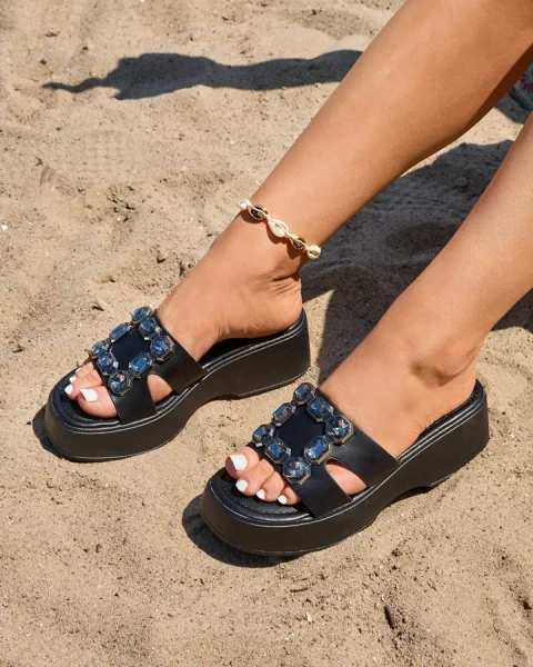 Royalfashion Mustad naiste kaunistatud flip-flops kindla tallaga Norixi