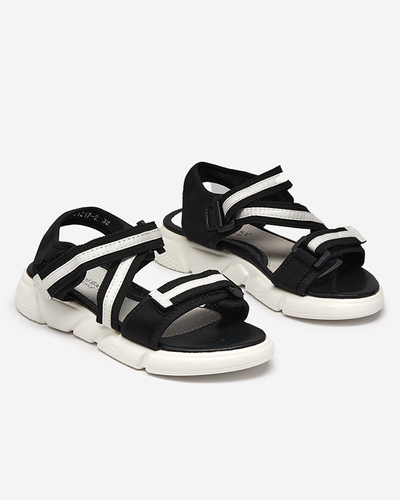 Mustvalged laste sandaalid kinnituvad Velcro Modis - Shoes