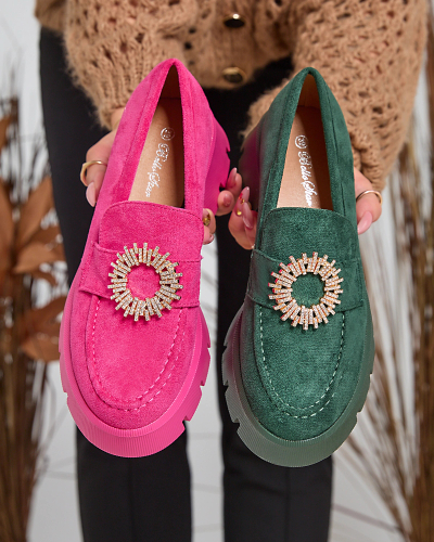 Royalfashion Fuchsia women's eco suede moccasins Likoki