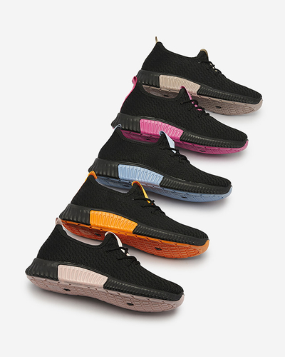Black women's sports shoes with orange inserts Keteti - Footwear