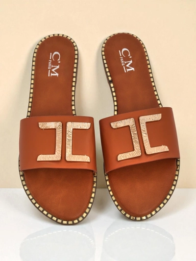 Royalfashion Women's faux leather slides with decoration Gildra