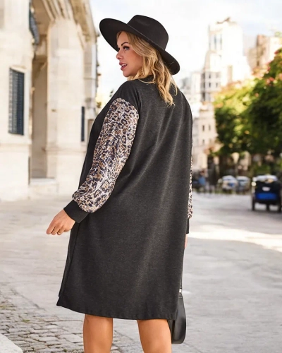 Royalfashion Women's fabric dress with decorative sleeves PLUS SIZE