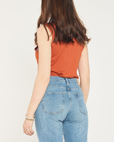 Ladies' top with golden camel print - Clothing