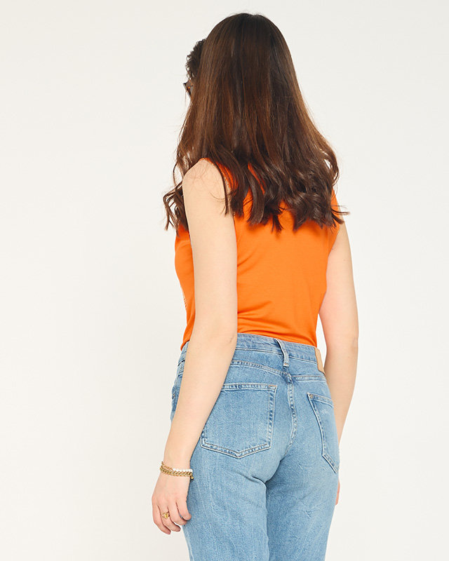 Women's top with orange gold print - Clothing