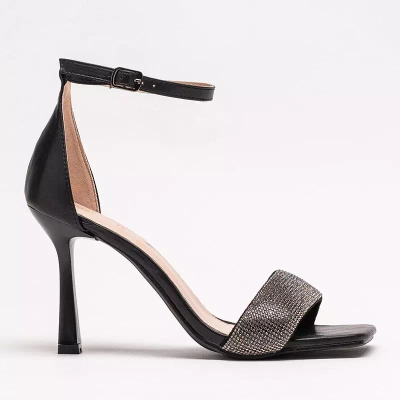OUTLET Black women's sandals on a high heel Enedi - Footwear