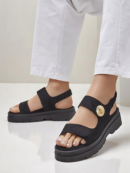 Royalfashion Anthea Nero naiste sandaalid – must seemisnahk, 5 cm platvorm