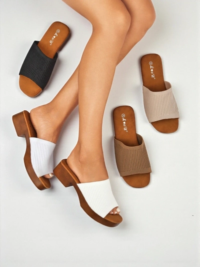 Royalfashion Women's Low-Heeled Ribbed Grace Clogs