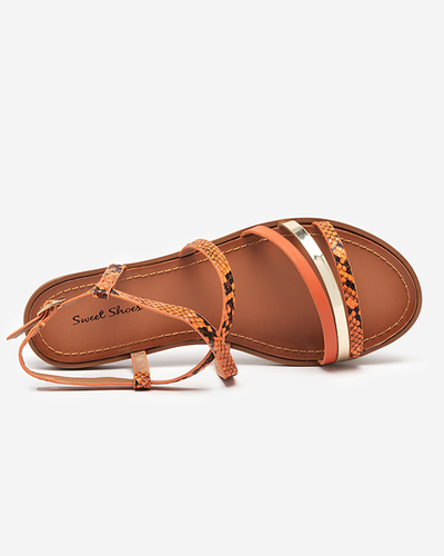Orange women's sandals a'la snake skin Elione - Footwear