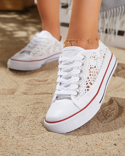 Tareni women's white openwork sneakers - Footwear