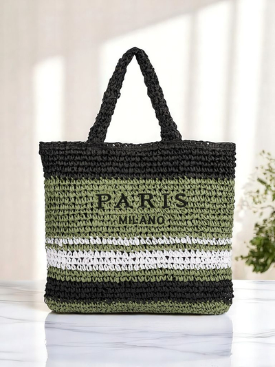 Royalfashion Большая женская соломенная сумка Paris Stripe