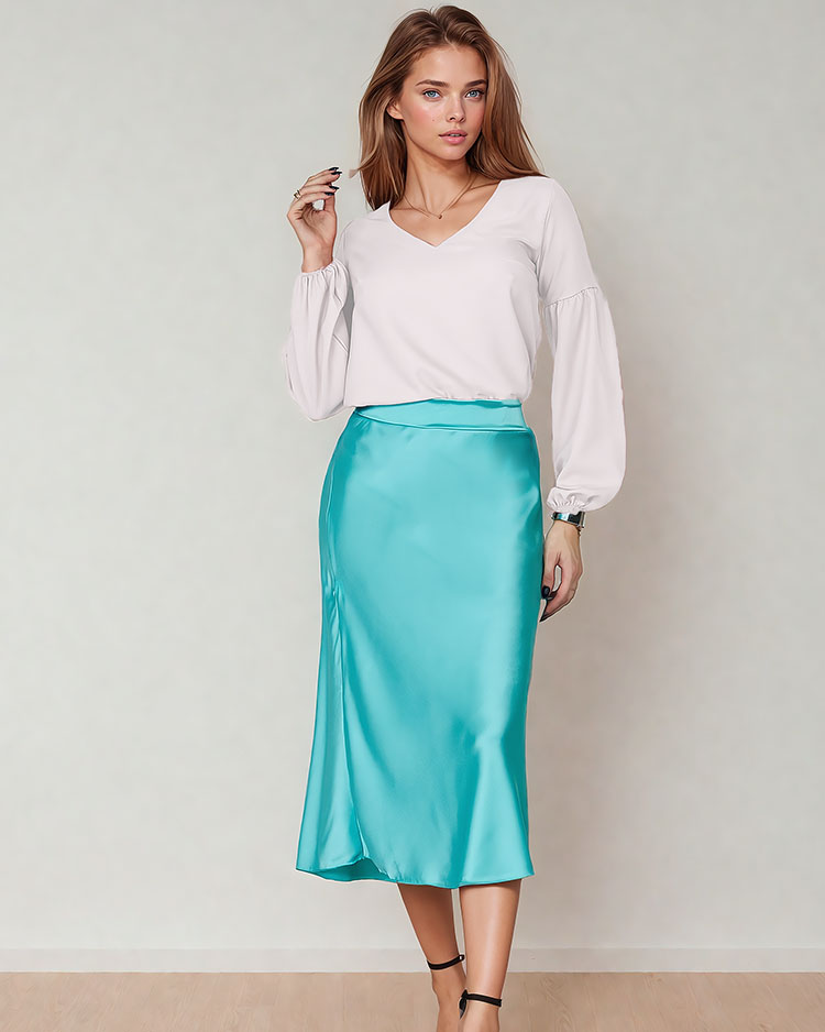 Royalfashion Naiste midi seelik a'la satiin