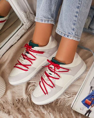 Valged ja hallid naiste sporditossud punaste pitsidega Olierinc - Jalatsid