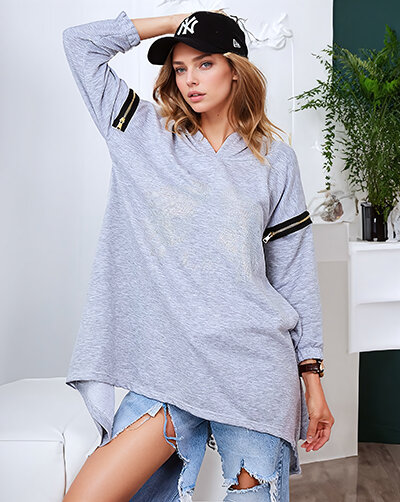 Royalfashion Hall naiste ülisuur pulloveri tõmblukuga