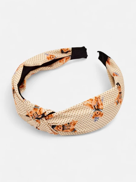 Royalfashion Повязка на голову с плетением в горошек и мишки