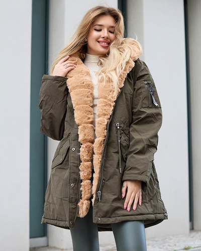 Women's green winter jacket PLUS SIZE - Clothing